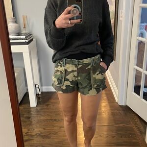 Da-Nang Camo Cargo Women Shorts - Green/Brown/Black